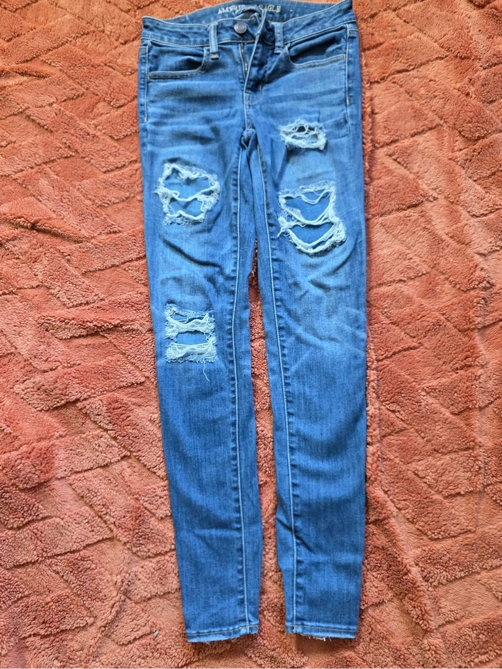 American Eagle Outfitters Ripped Blue Skinny Jeans